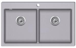 Overmount Kitchen Sink Double Basin Granite Grey