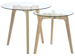 Side Table Set 2 pcs Tempered Glass