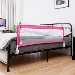Costway Toddler Safety Bed Rail with Adjustable Height and Durable Mesh Cloth-Pink