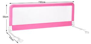 Costway Toddler Safety Bed Rail with Adjustable Height and Durable Mesh Cloth-Pink