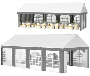 Outsunny 8 x 4m Galvanised Party Tent, Marquee Gazebo with Sides, Eight Windows and Double Doors, for Parties, Wedding and Events Aosom UK