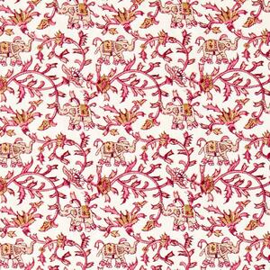 Clarke & Clarke Hathi Embroidered Fabric Raspberry
