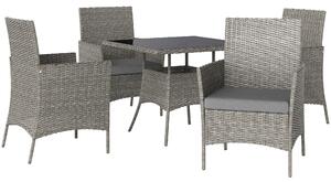 Outsunny Five-Pieces Rattan Dining Set - Light Grey