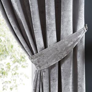 Crushed Velour Silver Pencil Pleat Curtain Tieback