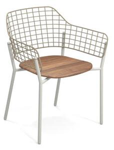 Lyze Stackable armchair - / Teak seat by Emu Beige/Natural wood
