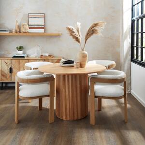 Amari 4 Seater Round Dining Table, Wood Ash (Brown)
