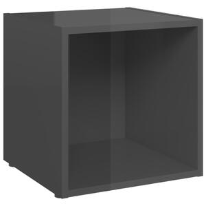 TV Cabinet High Gloss Grey 37x35x37 cm Engineered Wood