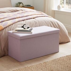 Faux Linen Rectangular Storage Ottoman
