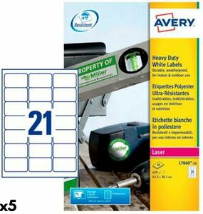 Printer Labels Avery White 20 Sheets 63,5 x 38,1 mm (5 Units)