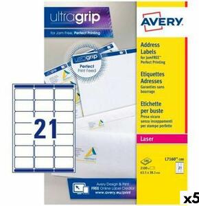 Printer Labels Avery L7160 White 100 Sheets 63,5 x 38,1 mm (5 Units)