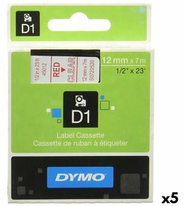 Laminated Tape for Labelling Machines Dymo D1 45012 12 mm LabelManager™ Transparent Red Black (5 Units)