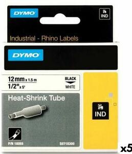 Laminated Tape for Labelling Machines Rhino Dymo ID1-12 White Black 12 x 1,5 mm (5 Units)