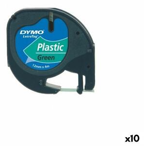 Laminated Tape for Labelling Machines Dymo 91204 12 mm LetraTag® Black Green (10 Units)