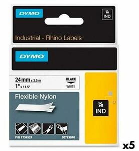 Laminated Tape for Labelling Machines Dymo Rhino Black White (5 Units)