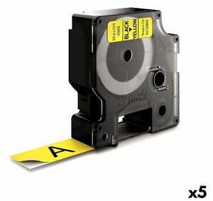 Laminated Tape for Labelling Machines Dymo D1-19 45808 LabelManager™ Black Yellow (5 Units)