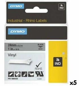 Laminated Tape for Labelling Machines Rhino Dymo ID1-12 12 x 5,5 mm Black White Stick Self-adhesives (5 Units)