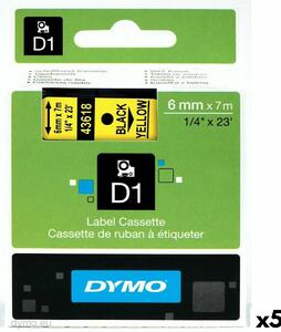 Laminated Tape for Labelling Machines Dymo D1 43618 6 mm LabelManager™ Yellow (5 Units)