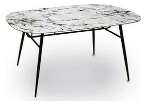 Side table White Black Metal Tempered Glass 90 x 76,5 x 160 cm