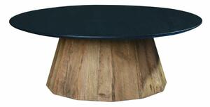 Centre Table DKD Home Decor Black Natural Wood Pinewood Recycled Wood 90 x 90 x 32,5 cm