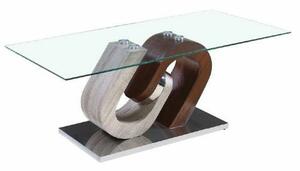 Centre Table DKD Home Decor Brown Transparent Silver Natural Wood Crystal MDF Wood 120 x 60 x 45 cm