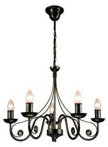 Ayleen chandelier made of steel, five-bulb, black