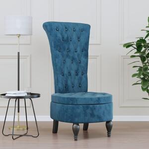 High Back Chair Blue Velvet Button Design