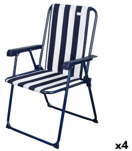 Folding Chair Aktive Striped White Navy Blue 43 x 85 x 47 cm (4 Units)