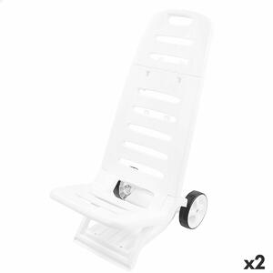 Beach Chair Aktive White Wheels 40 x 84 x 44 cm (2 Units)