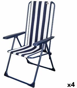 Folding Chair Aktive Striped White Navy Blue 46 x 101 x 59 cm (4 Units)