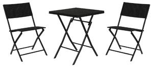 Table set with 2 chairs Home ESPRIT Black Steel synthetic rattan 58 x 58 x 71,5 cm