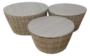 Tables set Romimex Natural 3 Pieces