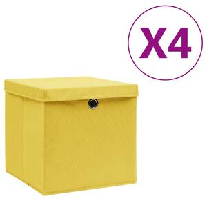 Storage Boxes with Covers 4 pcs 28x28x28 cm Yellow