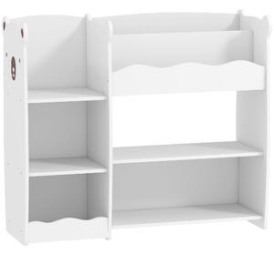 AIYAPLAY Kids Toy Storage Unit, Bear Design Kids Bookshelf and Toy Organiser, for Bedroom, Nursery, Playroom, White