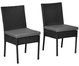Outsunny Rattan Garden Chairs, Set of Two Armless Patio Seating, Weather-Resistant, Black