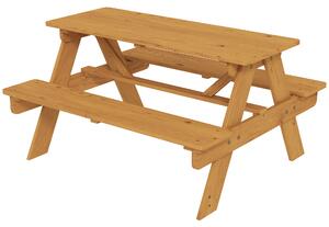 AIYAPLAY Kids Picnic Table for Outdoor Wooden Table & Bench Set with Integrated Benches Natural Wood