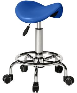 HOMCOM Salon Saddle Stool, Rolling Saddle Chair for Massage, Spa, Clinic, Beauty, Hairdressing and Tattoo, Blue