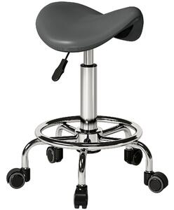 HOMCOM Salon Saddle Stool, Rolling Saddle Chair for Massage, Spa, Clinic, Beauty, Hairdressing and Tattoo, Grey
