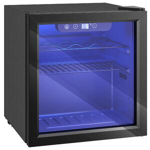 HOMCOM 12 Bottle Wine Cooler, 36 Litre Capacity, 4-16°C Under Counter Drinks Beer Wine Fridge with Glass Door, LED Light, Black