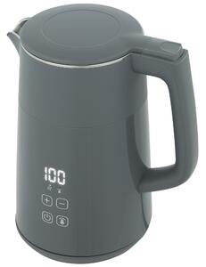 HOMCOM Electric Kettle, 1.7L Fast Boil 3kW Water Kettle with UK Strix Thermostat, LED Display, Keep Warm Function, Grey