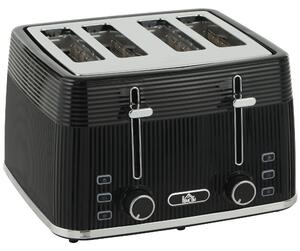 HOMCOM 4 Slice Toaster with 7 Browning Levels, Bread Toaster with Removable Crumb Tray, Black
