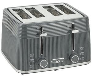 HOMCOM 4 Slice Toaster with 7 Browning Levels, Bread Toaster with Removable Crumb Tray, Grey