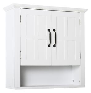 HOMCOM Bathroom Wall Cabinet, Medicine Cabinet, Kitchen Cupboard with 2 Doors and Adjustable Shelf, White