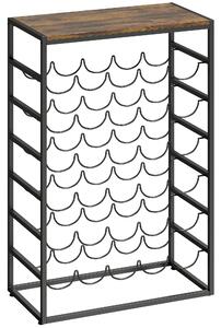 HOMCOM 30 Bottles Wine Rack, 6 Tier Free Standing Wine Storage Holder with Wood Effect Tabletop, Rustic Brown