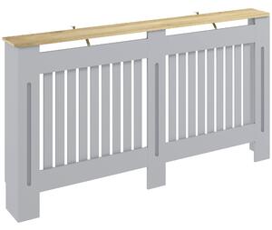 HOMCOM Slatted Radiator Cover, Painted Cabinet with Line Grill Design, 152L × 19W × 81H cm, Grey