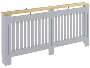 HOMCOM Slatted Radiator Cover, Painted Cabinet with Line Grill Design, 172L × 19W × 81H cm, Grey