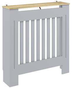 HOMCOM Heater Cover, Radiator Cover Slatted Painted MDF Lined Grill Grey, 78L x 19W x 81H cm