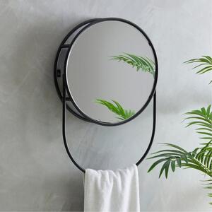 Elements Matte Black Wall Mirror with Storage