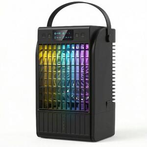 HOMCOM Portable Air Conditioner, 4-in-1 Mini Air Cooler with 4 Wind Speed, 2 Cool Mist, RGB 7 LED Light, Black