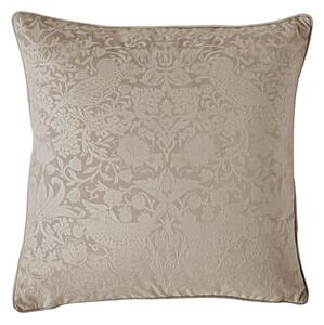 William Morris At Home Strawberry Thief Velvet Embossed 50cm x 50cm Filled Cushion Porcini