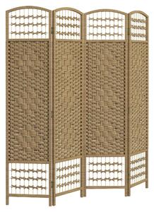 HOMCOM 4 Panel Folding Room Divider, Privacy Screen, Paravent Partition Separator for Living Room, Bedroom, Natural